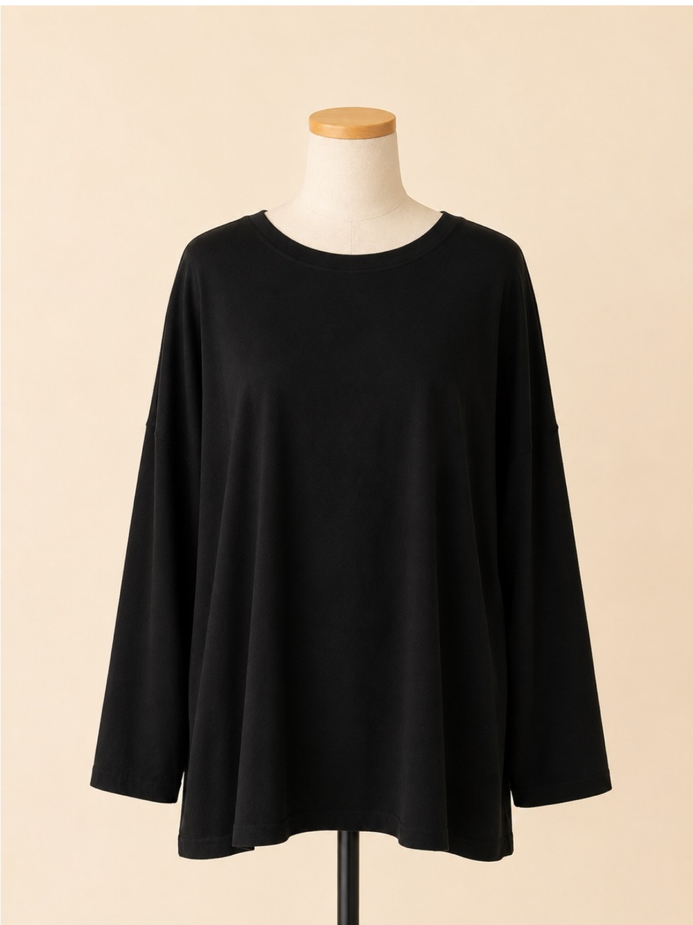 Eileen Fisher Woman Black Tencel Lyocell Tunic Top 1X Oversized Minimalist - Picture 2 of 7